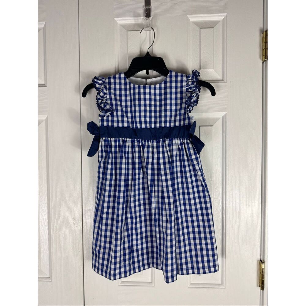NWT Lil Cactus Girls Checkered Blue White Dress Size 6y